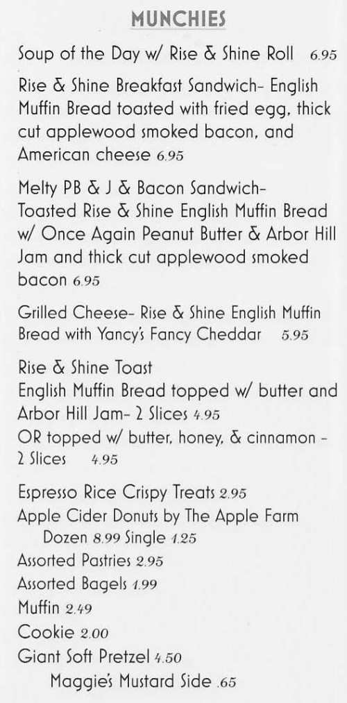 Page 4 of menu, The Dalai Java in Canandaigua, NY