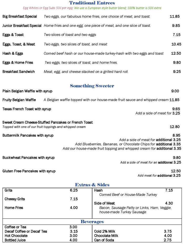 Page 1 of menu, Lafayette Restaurant in Canandaigua, NY
