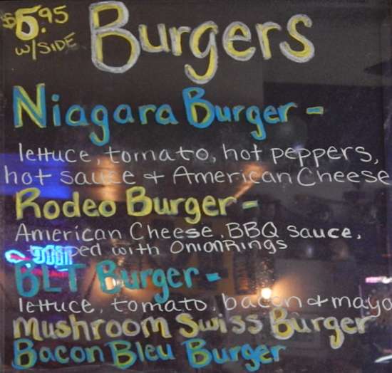 Page 1 of menu, Niagara Grill Canandaigua, NY