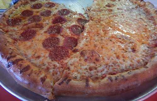 Pepperoni & Cheese pizza slices at Pizano's Pizza in Canandaigua, NY